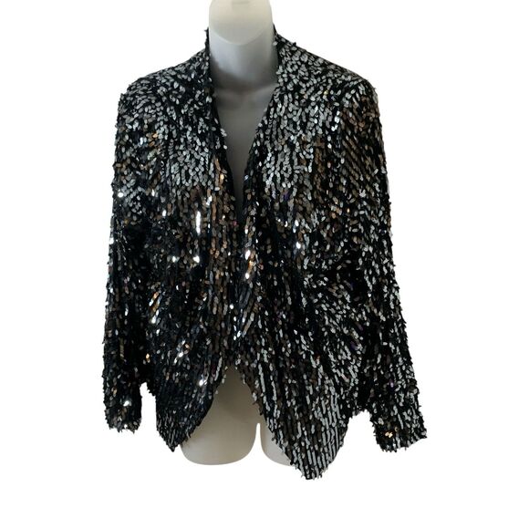 INC International Concepts Sequin Cardigan Jacket Sz 1X Open Front Holiday Party - Picture 2 of 14
